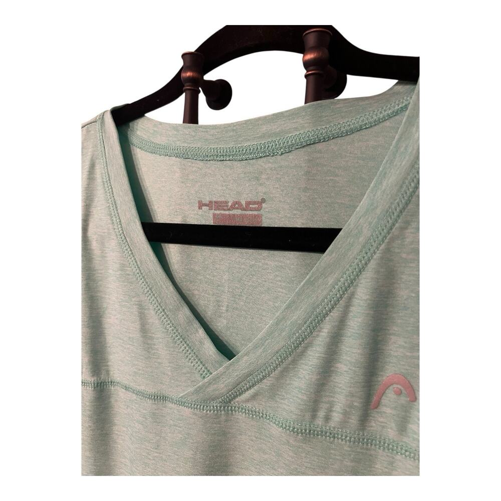 HEAD Dri Fit Shirt Heathered Mint Green V-Neck Mint Top Size Medium - Picture 5 of 6